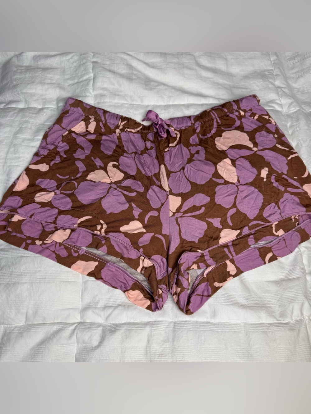 Women’s Stars Above Purple Brown Floral Bamboo Pajama Shorts Sz Large